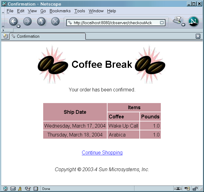 Coffee Break Order Confirmation