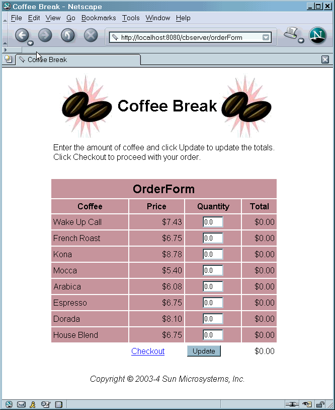 Coffee Break Order Form
