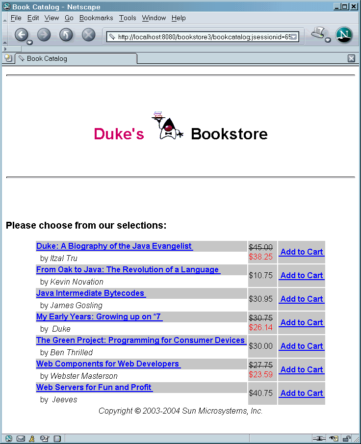 Duke's Bookstore Book Catalog